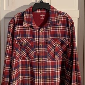 KingSize XL Red,White & Blue Plaid Flannel Shirt EUC